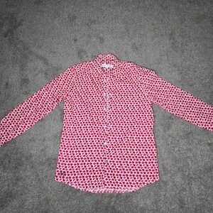 John Lennon Mens Button Up Shirt Small Poppy Flower Peace Sign Red White